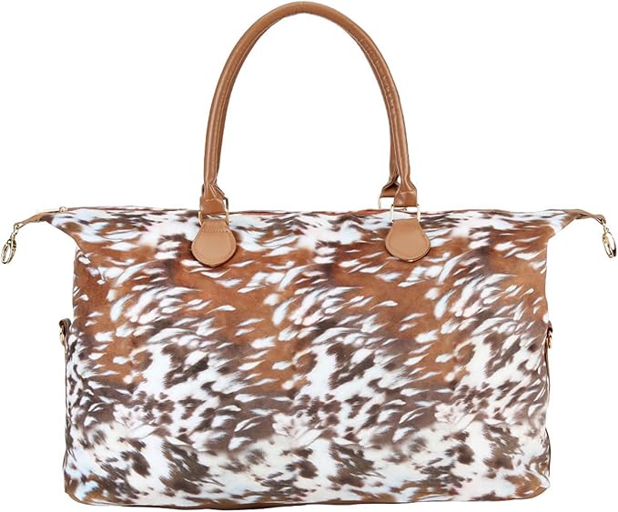 Weekender Bag Duffle Bag For Women Large Travel Tote Bag Overnight Weekend Bags With Shoulder Strap Cow Leopard Atzec…