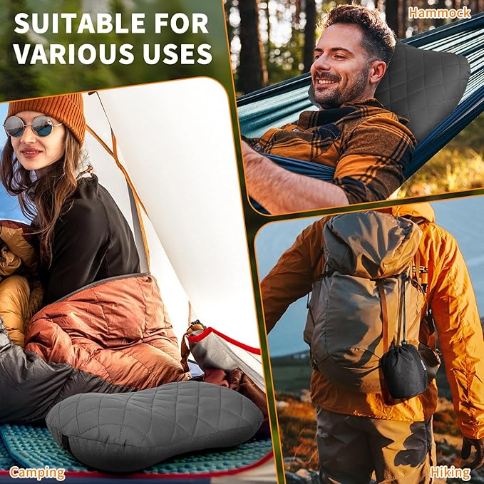 Rewondah Inflatable Camping Pillow –Compact, Ultralight Blow Up Backpacking Pillow with Removable Cover, Ultimate Comfort for Camp, Travel, and Easy to Inflate