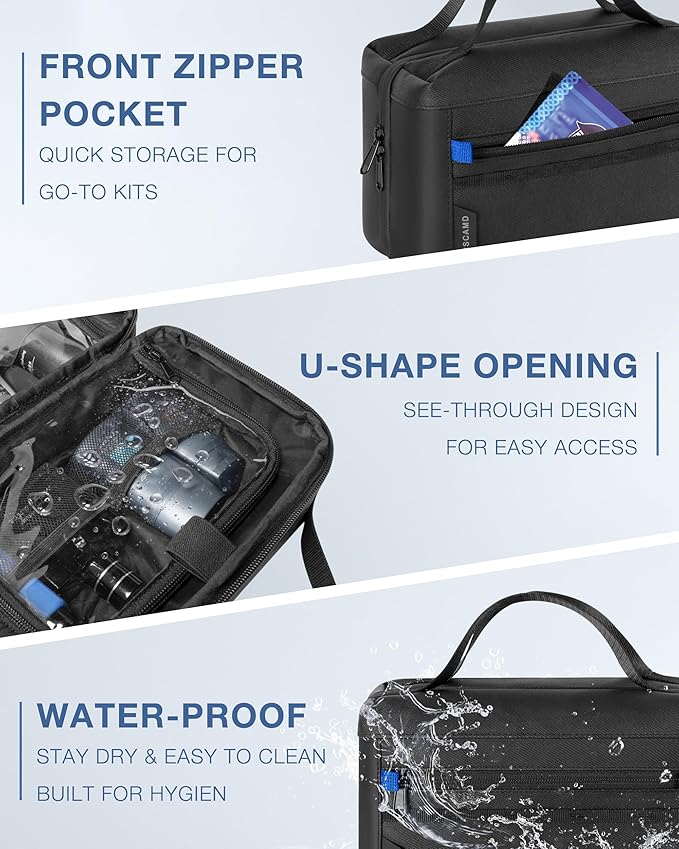 Toiletry Bag with Travel Cube, Mens Water-Resistant Hygiene Bag, Versatile Organizer for Shaving Accessories, Bathroom and Shower Essentials, Black