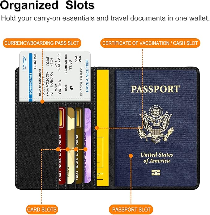 FINTIE Passport Holder, Slim Travel Wallet RFID Blocking Card Case Cover Passport Cover Protector Essentials with Credit Card Slots for Women/Men | Slim, RFID Blocking, Card Case Cover, Essentials, Credit Card Slots