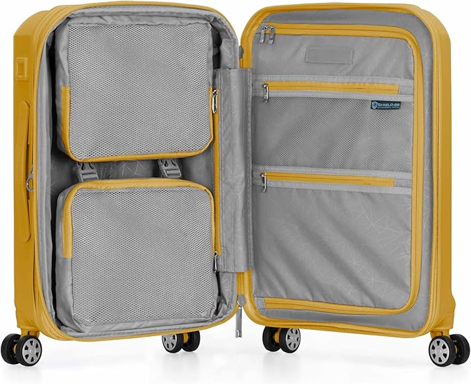Traveler's Choice Pagosa Hardshell Expandable Luggage with Spinner Wheels, Yellow, 22-Inch Carry-on