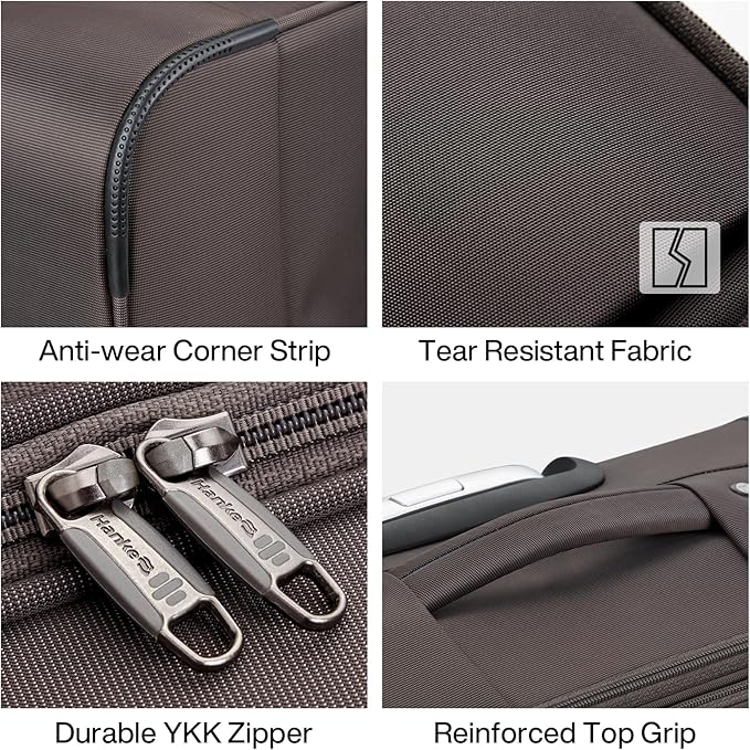 Hanke 24 Inch Luggage Expandable Softside Checked Suitcases with Spinner Wheels, Upright Rolling Luggage Suitcases Travel TSA Luggage Bag for Women Men(Coffee)