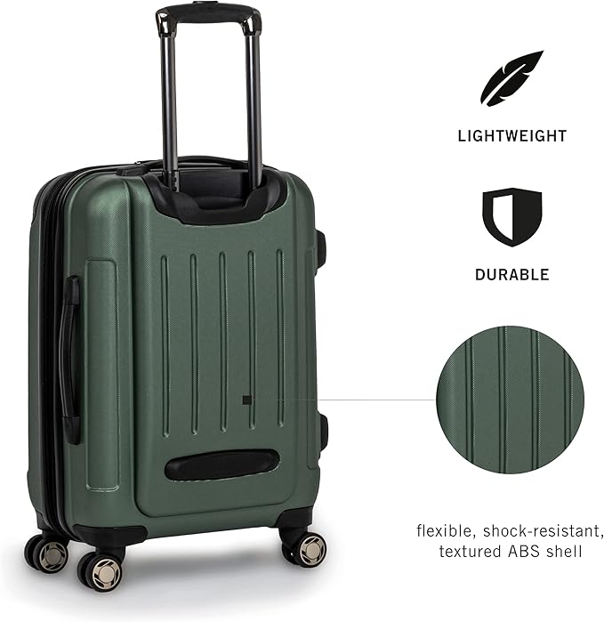 Kenneth Cole REACTION Renegade Luggage Expandable 8-Wheel Spinner Lightweight Hardside Suitcase, Cilantro, 24-Inch Checked