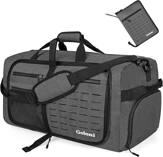 Foldable Travel Duffle Bag for Men Women, Waterproof with Shoe Compartment, 80L 120L Large Collapsible Luggage Bag, Lightweight Packable Duffel for Travel Sports Gym Airline Carry On Checked Bag