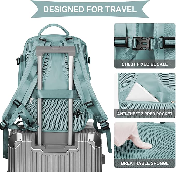 coowoz Vacuum Backpack Travel with Pump,Travel Backpack with Vacuum System For Women Men,Carry On Backpack,Hiking Backpack Waterproof Outdoor Sports Rucksack Casual Daypack,30L(Vacuum pump) Blue