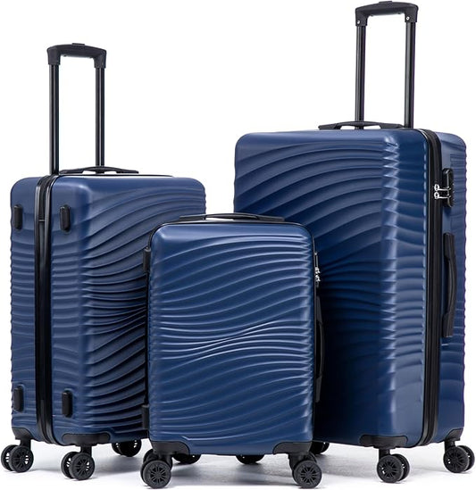 Luggage Sets 3 Piece, ABS Suitcase Set (20/24/28), Hardside luggage with Spinner Wheels, Travel Luggage,14x8x9 Airline Approved Carry on, Lightweight Luggage with High-Security Lock