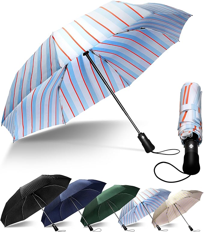 Travel Compact Umbrella Windproof - Portable Automatic for Rain, Folding Umbrella for Men and Women, Portable 210T Fabric
