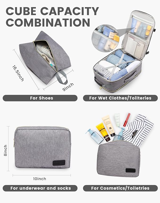 LOVEVOOK 50L Large Travel Backpack for Women & Men, Carry on Backpack Airline Approved, Waterproof Travel Essentials fits 18" Laptop, TSA Personal Item Travel Bag Sports Backpack with 3 Packing Cubes
