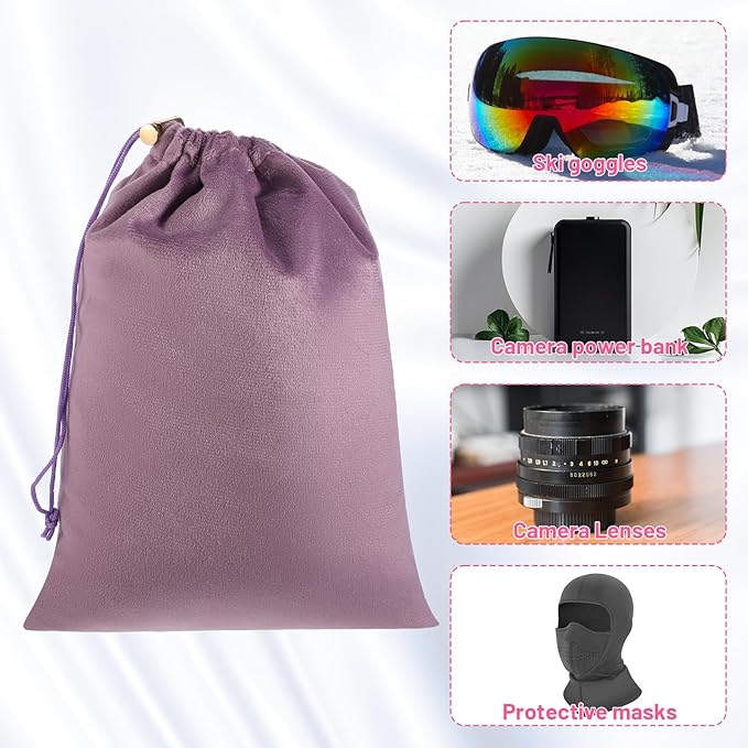 Toy Storage Bags, 6 Pcs Quality Liss Velvet Drawstring Pouch Adjustable Microfiber Toy Organizer Bags Gift Bag Foldable Ditty Bag for Women Men Toys Underwear Sunglasses Cosmetic(Purple 3 Sizes)
