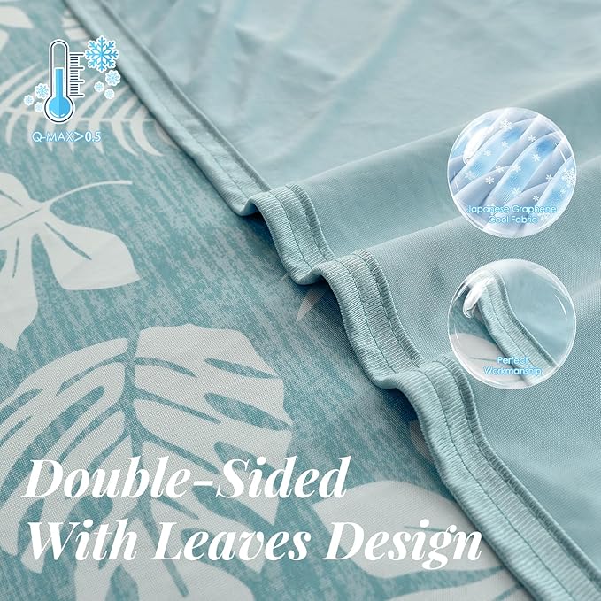 OIGAE Cooling Blanket for Hot Sleepers - Soft & Lightweight Summer Cold Blanket for Night Sweats | Perfect for Bed, Couch, Sofa (Green, King 90" x 108", Tropical)