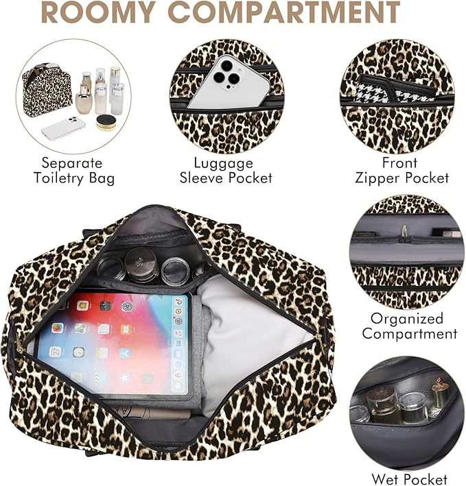Travel Duffle Bag Weekender for Women - Carry-On Overnight Personal Item Bag with Shoe Compartment & Wet Pocket Large Weekend Tote Bags with Toiletry Hospital Bags for Labor and Delivery