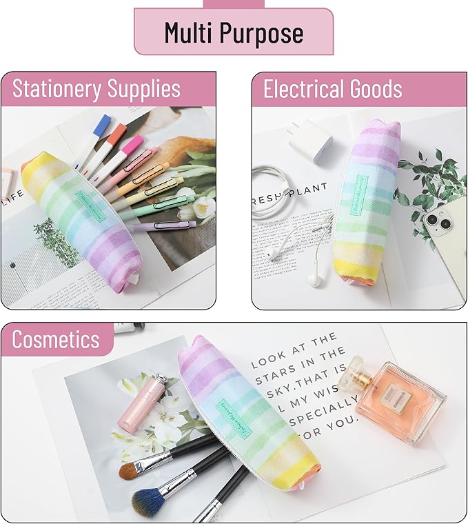 Mr. Pen- Cute Pencil Case Pouch, Rainbow Design, Multipurpose Canvas Bible Pencil Pouch (Pack of 2)