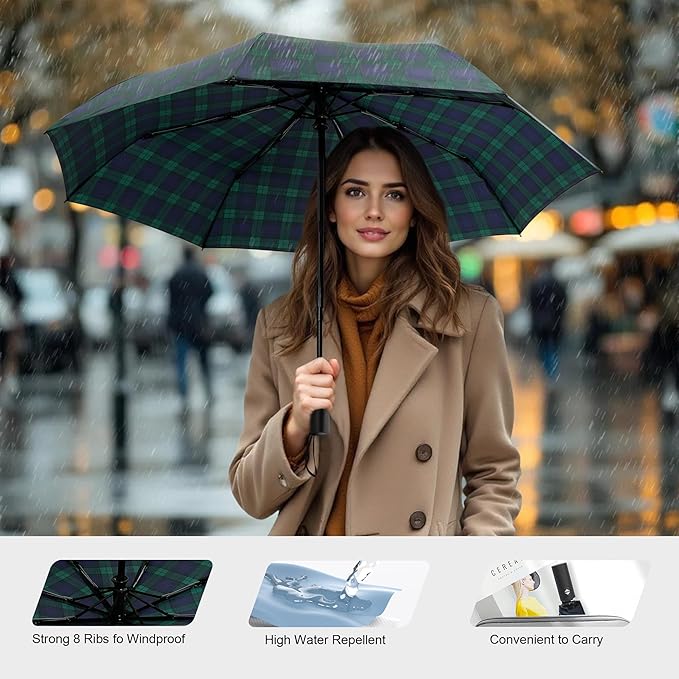 SoulRain Travel Umbrella - Compact Umbrella for Rain - Perfect Large Auto Folding Umbrella - Ideal Car umbrella, Small umbrella, and Travel Companion