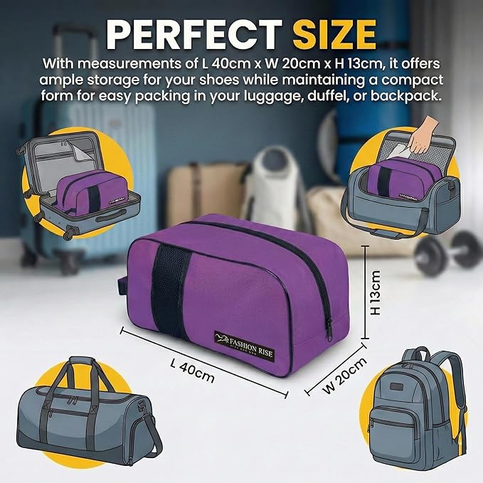 Waterproof Sports Boot/Shoe/Travel Bag for Football Cricket Rugby Golf Toiletry Gym for Boy/Girl Men/Women (Purple)