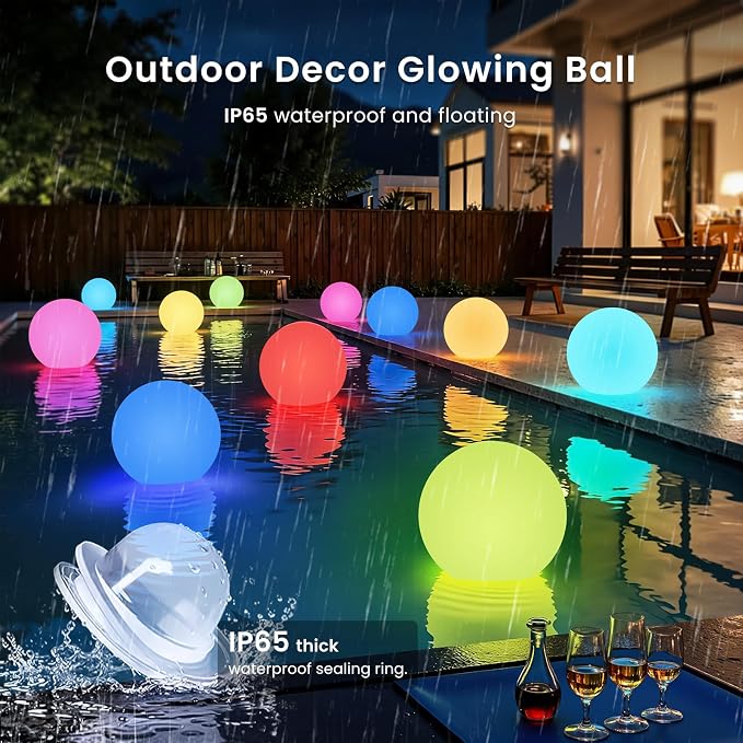 LOFTEK 16-inch Rechargeable LED Glow Ball, Waterproof Globe Lamp w/Remote | 16 Colors Change Night Light, Auto Timer, Cordless & Dimmable Large Floor Lamp for Home Patio Decor Living Room