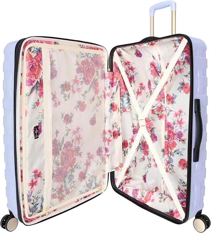 Jessica Simpson Taffeta 28"Expandable 8-Wheel Spinner Large Checked Luggage Suitcase, Cosmic Sky