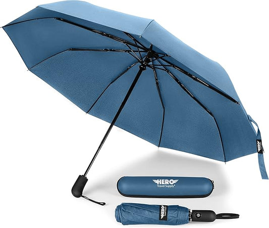 HERO Travel Umbrella - Compact Umbrellas for Rain, Windproof Auto Open Close, Large Coverage Portable Umbrella for Purse and Backpack