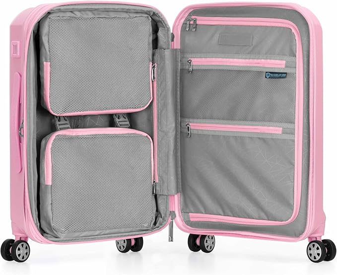 Traveler's Choice Pagosa Hardshell Expandable Luggage with Spinner Wheels, Pink, 22-Inch Carry-on
