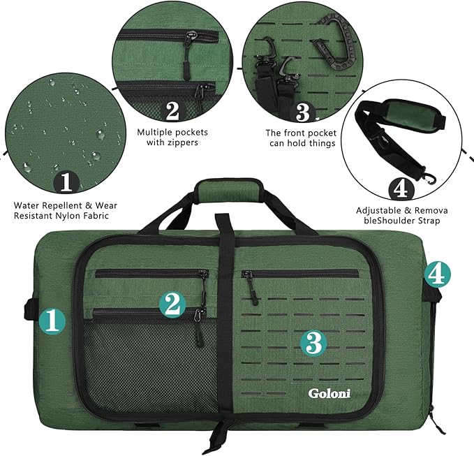 Foldable Travel Duffle Bag for Men Women, Waterproof with Shoe Compartment, 80L 120L Large Collapsible Luggage Bag, Lightweight Packable Duffel for Travel Sports Gym Airline Carry On Checked Bag