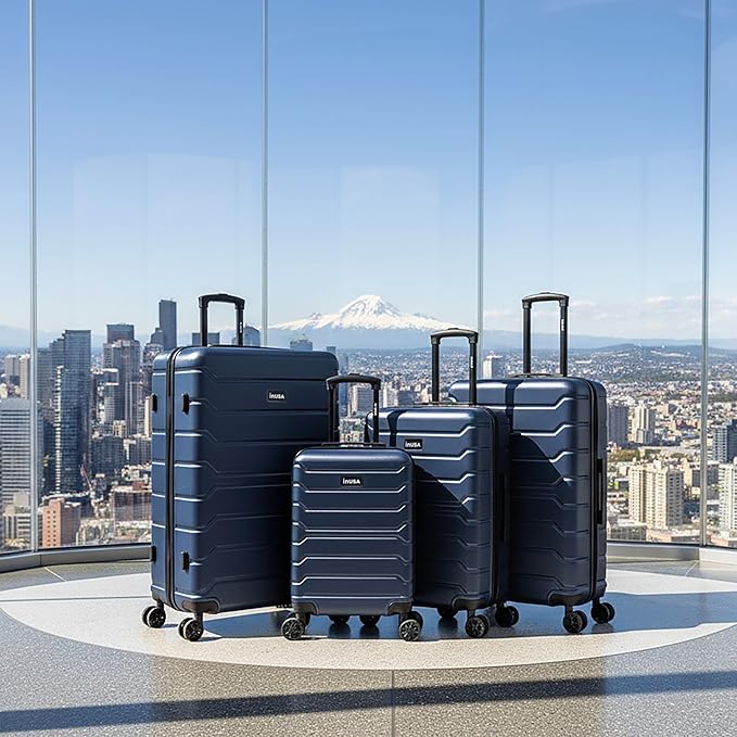 InUSA TREND Luggage with Spinner Wheels | Durable Lightweight Hardside Suitcase, Travel Sets with Handle and Trolley | (20in, 24in, 28in, 32in) 4 Piece Set | Blue