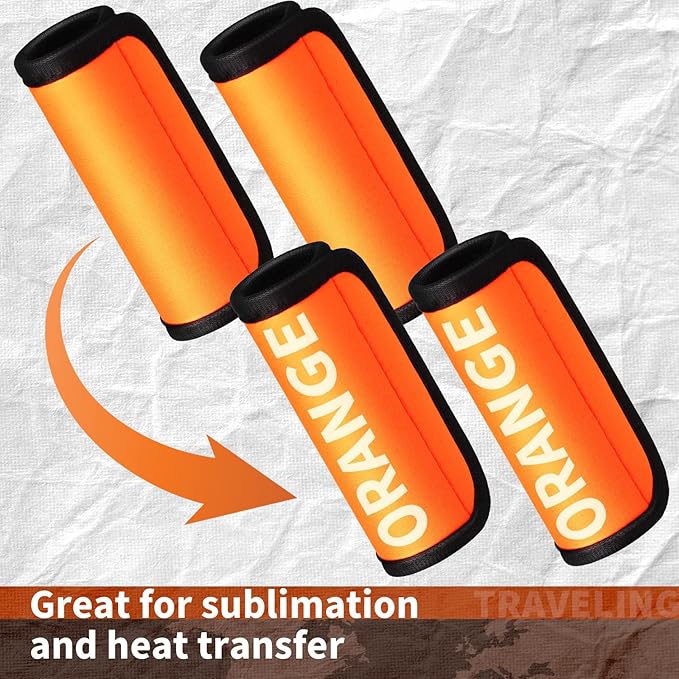 Sanwuta 8 Pcs Luggage Handle Wrap Tags Neoprene Suitcases Handle Wraps Silicone Luggage Identifiers Travel(Orange)