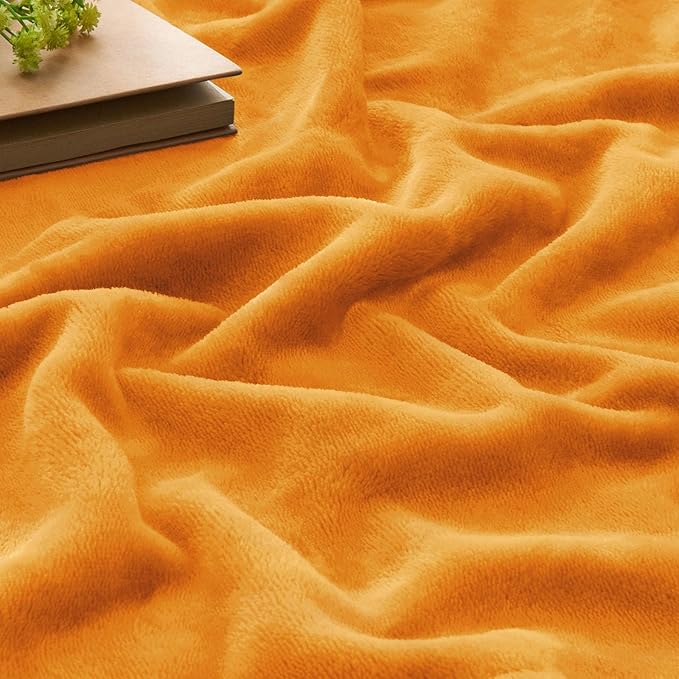 BEDELITE Fleece Blankets Queen Size Burnt Orange Throw Blankets for Bed, Luxury Plush Cozy Fuzzy Blanket 90x90 inches, Super Soft & Warm Blankets for All Seasons