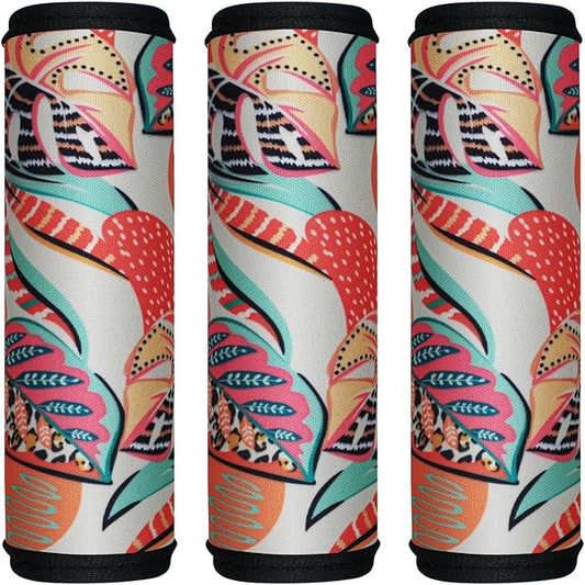 HEYSKAY 3pcs Neoprene Luggage Handle Wrap for Suitcase Identifier Travel Bag Wraps Luggage ID Tags Refrigerator Oven Door Handle Covers (Leaviesx3)