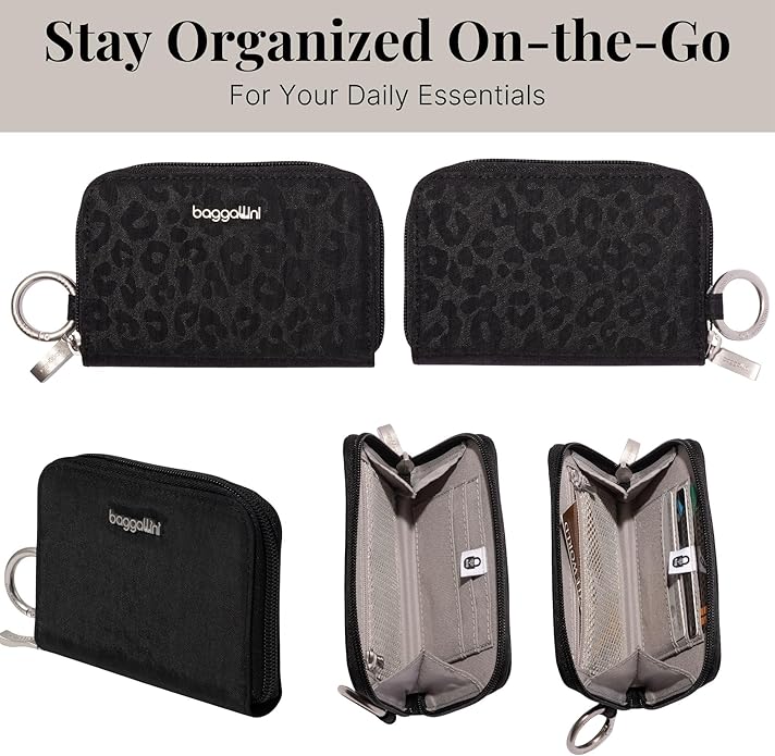 Baggallini Deluxe Card Case - Lightweight 5.5"x3.3" RFID Protected Womens Wallet Card Holder