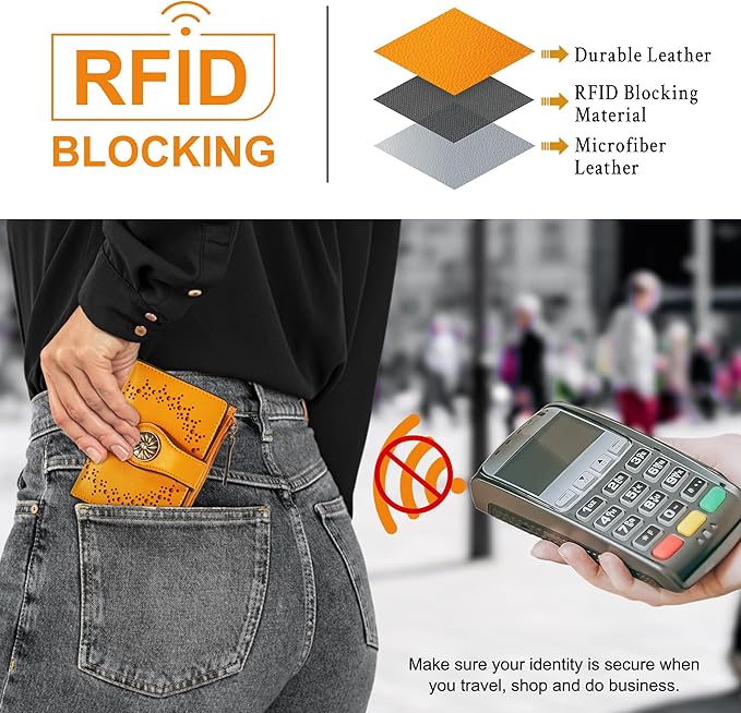 Tipmile Small Wallet for Women Bifold RFID Blocking Card Holder Leather Wallets with Zipper Coin Pocket