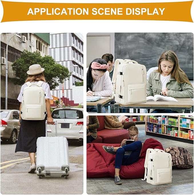 coowoz Travel Backpack For Women Men Airline Approved,Carry On Backpack,Hiking Laptop College Backpacks Waterproof Outdoor Sports Rucksack Casual Daypack Fit 15.6 Inch Backpacks,Beige