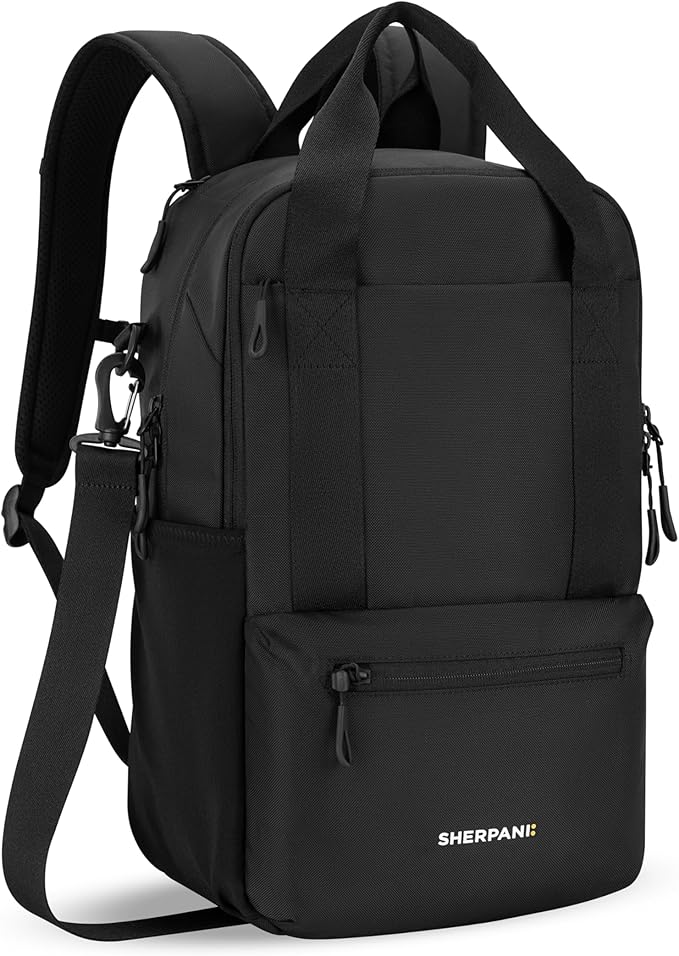 Sherpani Camden, Convertible Backpack, 3 in 1 Tote Bag, 18L Travel Backpack, Crossbody Bag, Cross Body Purse, Travel Gifts, RFID Protection, Fits 13” Laptop (Raven)