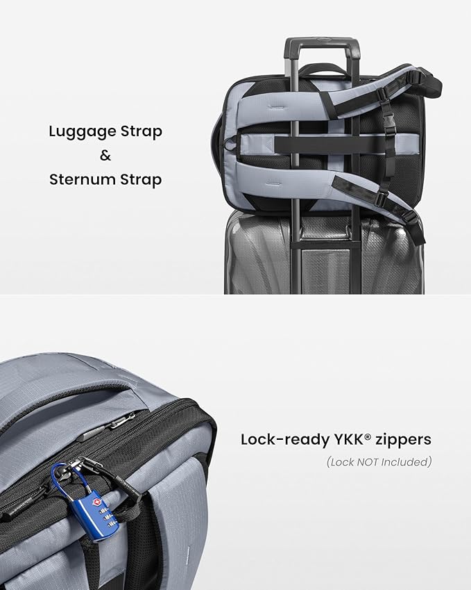 tomtoc Travel Backpack 28L, TSA Friendly Flight Approved Carry-on Luggage, Personal Item Travel Bag, Water-resistant Lightweight Business Rucksack, Durable Bag Fits 16 Inch Laptop