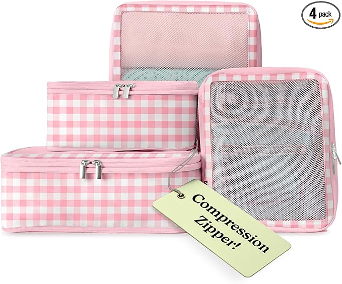 VANDEL Space-Saving Compression Packing Cubes for Kids + Women, Compressible Carry On Suit Case Organizer Luggage Kids Packing Cubes for Baby Bag Organizer Pouches for Luggage, Treavel Suitcase Cube