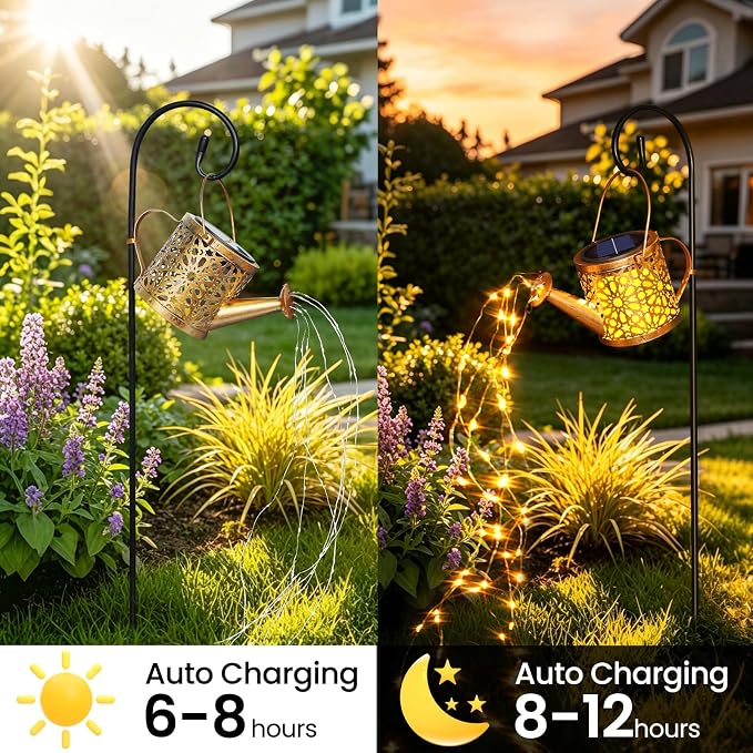 1 Pack Solar Watering Can Lantern, Hanging Light Outdoor Waterproof, Hanging Lantern Decorative, Garden Decoration Gift for Women Mom