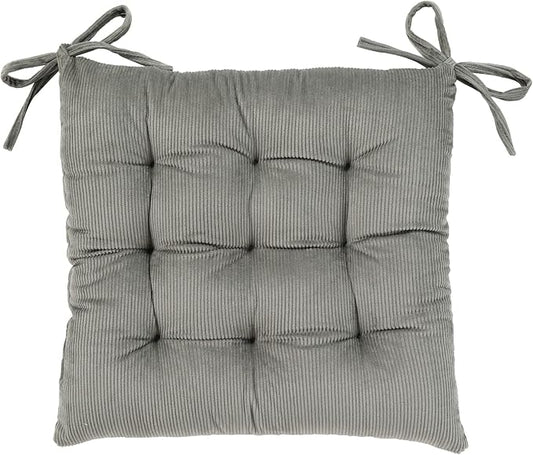 HLOVME Corduroy Chair Cushion with Ties Ultra Soft Warm Floor Cushion for Kids Reading Nook Comfortable Square Seat Cushion for Adult 15.7”x15.7”, Grey