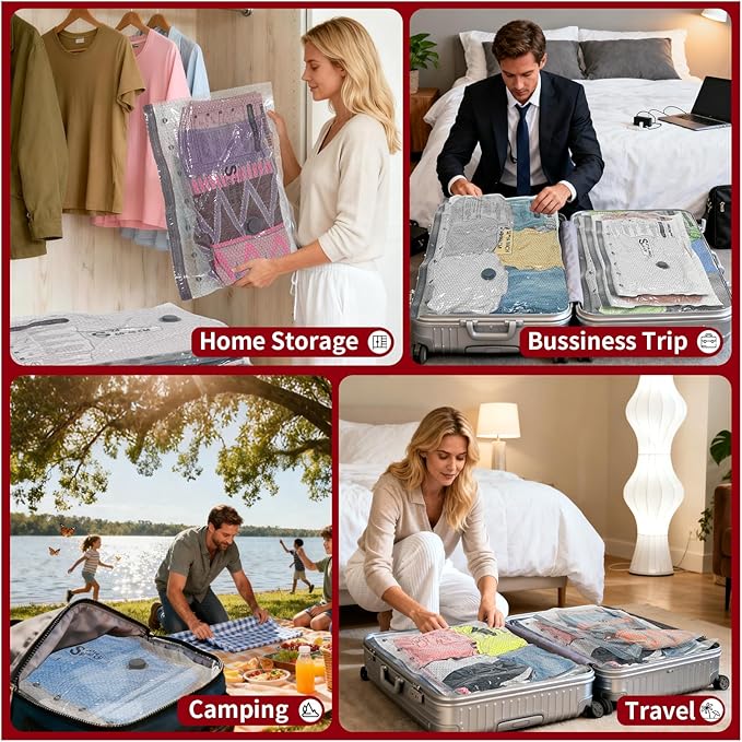 Vacuum Storage Bags with Portable Electric Pump,23.6 * 15.7in,Space Saver Sealer Bags, Airtight Compression Bags for Clothes, Pillows, Comforters, Blankets, Bedding (9 Pack)