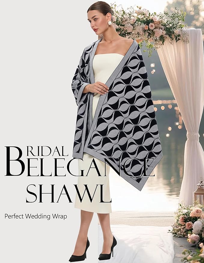 PULI Women's Pashmina Shawl Wraps for Evening Dress Large Scarf Blanket Long Wedding Bridal Winter Warm Shoulder Wrap