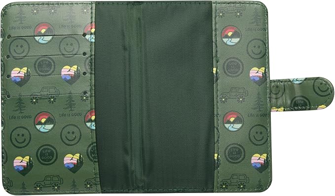 Life is Good Travel Passport Cover - Anti-Theft Passport Holder Wallet with Interior Card Slots with Magnetic Snap Closure, Outdoors
