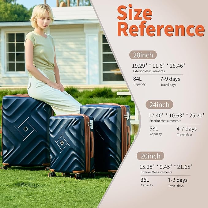 10 piece Luggage Set Expandable Suitcase 22x14x9 Airline Approved Carry on, ABS Hard Case Suitcases with Spinner Wheels,TSA Lock