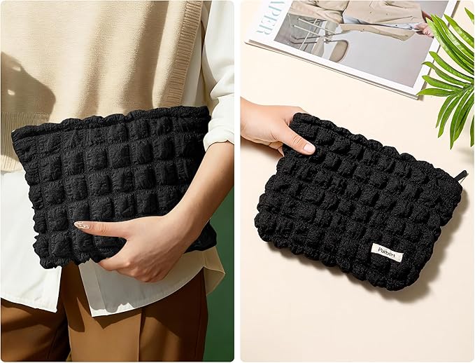 Makeup Bag, Bubble Cloud Travel Cosmetic Bag Organizer, Large Capacity Toiletry Make Up Bags with Zipper for Women and Girls, Black