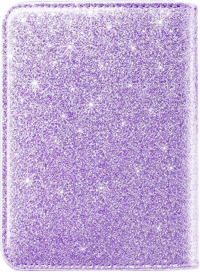 Passport Holder Cover,Traveling Passport Case Glitter Cute Passport Wallet for Women Purple