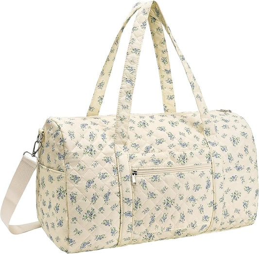 Duffle Bag, Gym Bag for Women, Quilted Duffle Bags, Travel Large Capacity Floral Weekender Bags