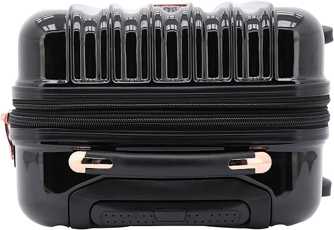 kensie 3 Piece "Alma" Light Metallic Style TSA-Lock Spinner Luggage Set, Midnight Black Option