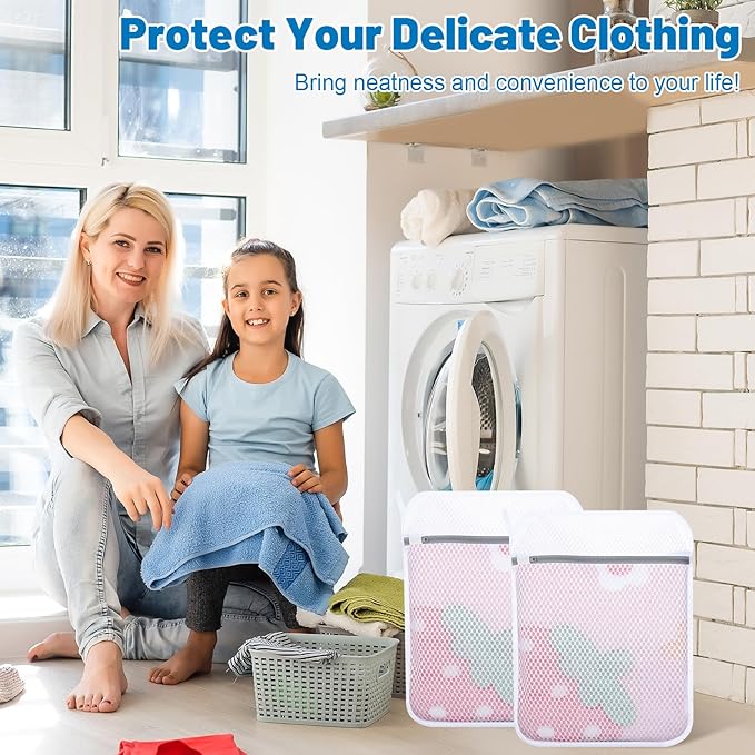 3-Pack Durable Honeycomb Mesh Laundry Bags for Delicates - 12x16 Inches Lingerie Bags for Washing Delicates with Sturdy Zippers, Protect Clothes in Washing Machine for Home, College & Dorm (Medium)