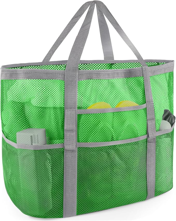 SRISE Mesh Beach Bag - Large Beach Tote Bag for Family Beach Bag for Toys & Vacation Essentials