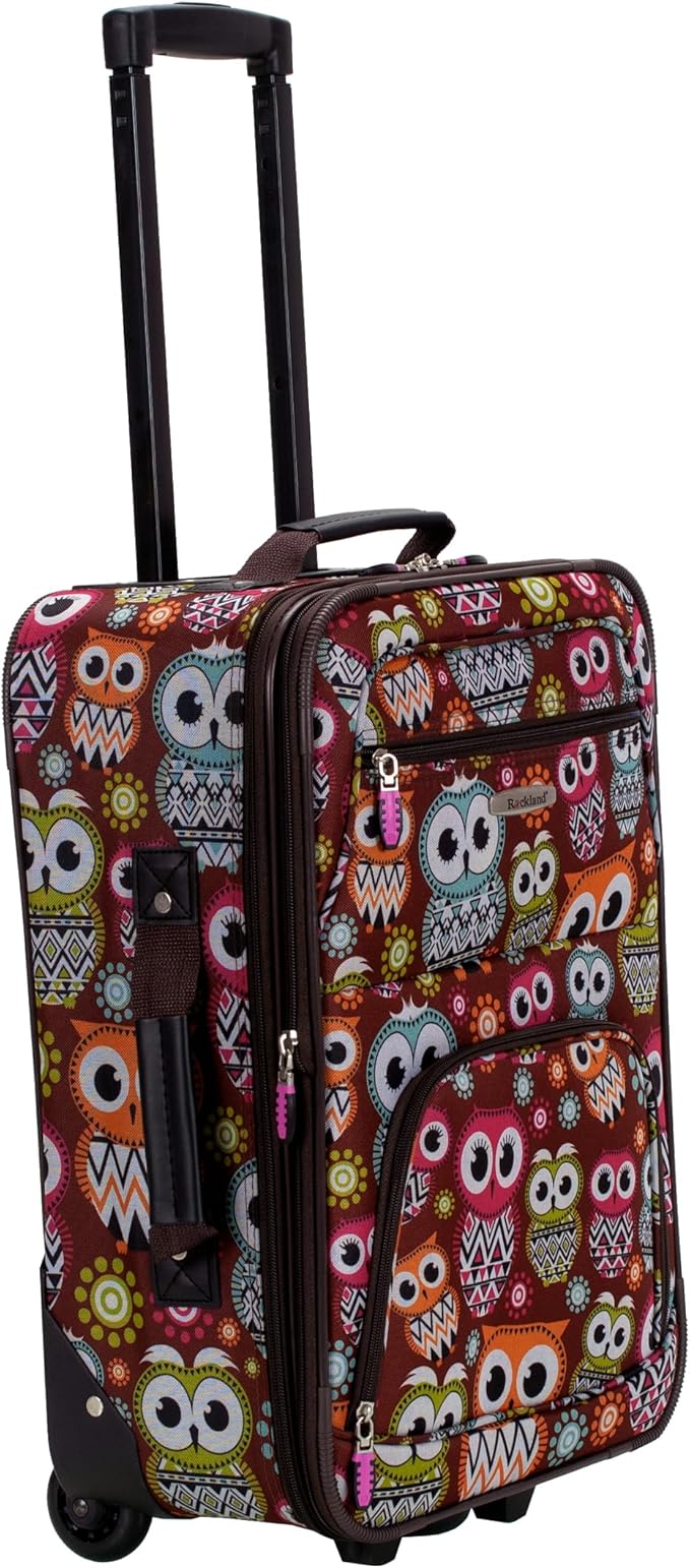 Rockland Fashion Softside Upright Luggage Set, Expandable, Owl, 2-Piece (14/19)
