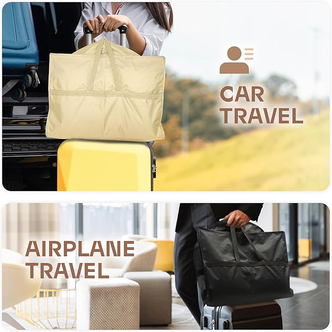 Lazebox 43" Travel Garment Bag with Accessories Zipper Pocket, Heavy Duty Suit Bag for Suits, Tuxedos, Dresses, Coats, Beige, 1 pack