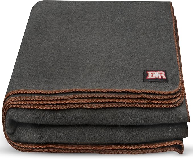 Ever Ready First Aid Military Wool Blanket 80% Wool - Warm, Washable, Perfect for Outdoors, Camping, Picnics, Travel, Car & Bushcraft Emergency Blanket, 96" x 66", 5 lbs. - Grey – Twin Size