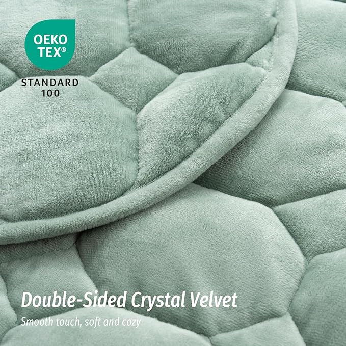 Wemore Weighted Lap Blanket 7lbs for Adults, 24x29 inches Weighted Blanket for Travel, All-Season Weighted Lap Pad, Machine Washable, Grey-Green