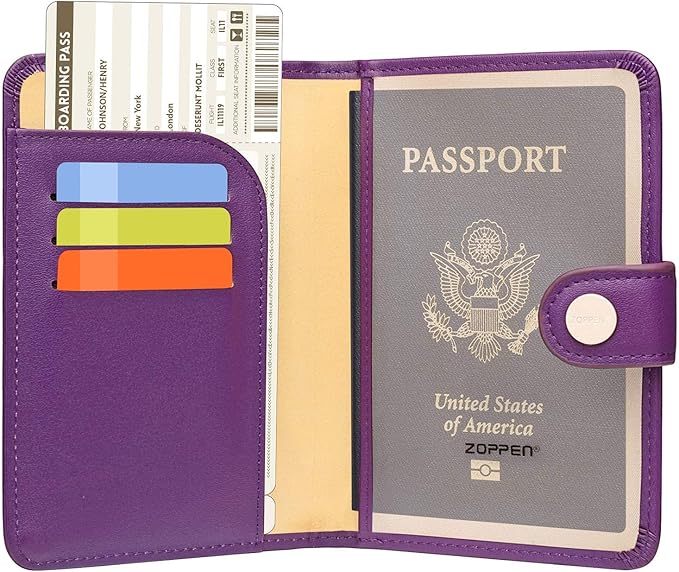 ZOPPEN Passport Holder Women, Passport Cover Travel Wallet Rfid Blocking Passport Wallet Cover Case Travel Essentials Document Organizer, Lilac Purple